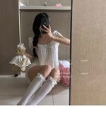 High-quality Set French Sweet Bow Strap Summer Princess Girl Style Thin Square Neck Crop Tops Pink Clothes Outfits For Women 8BH