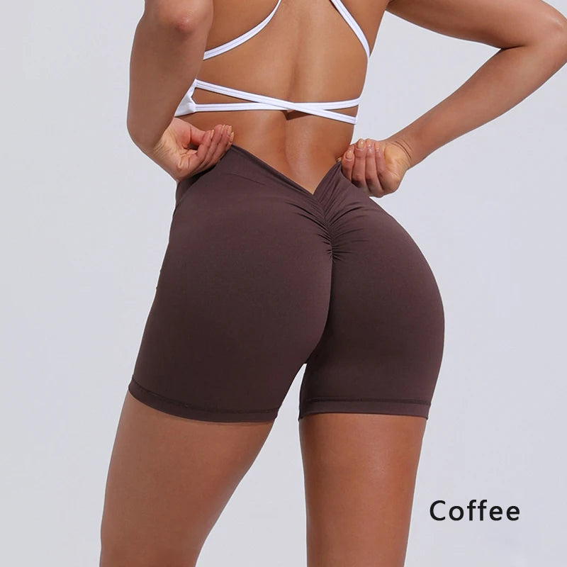 DIAS FIT JOY V-Back Shorts High Waisted Hip Lifting Yoga Shorts Women's Nylon Tight Fitting Shorts Training Sports Fitness Pants