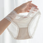 3PCS Seamless Panties Ice Silk Lace Perspective Briefs Ultra Thin Breathable Underwear Cool Summer Female Sexy Lingerie L-XL