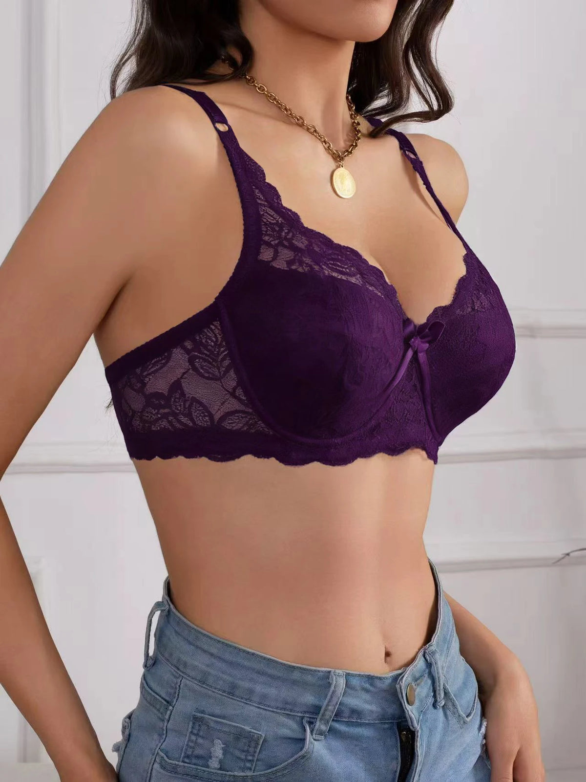 Lace Women's Bra Breast Cover Thin Cup Underwear Underwire Adjustable Push Up Bras Sexy Bralette Lingerie