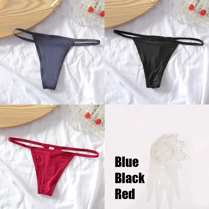 New 3PCS/Set Cotton Bikini Panties Women Sexy Solid Color Low Waist Thongs Female Breathable G-String Underwear Comfort Lingerie