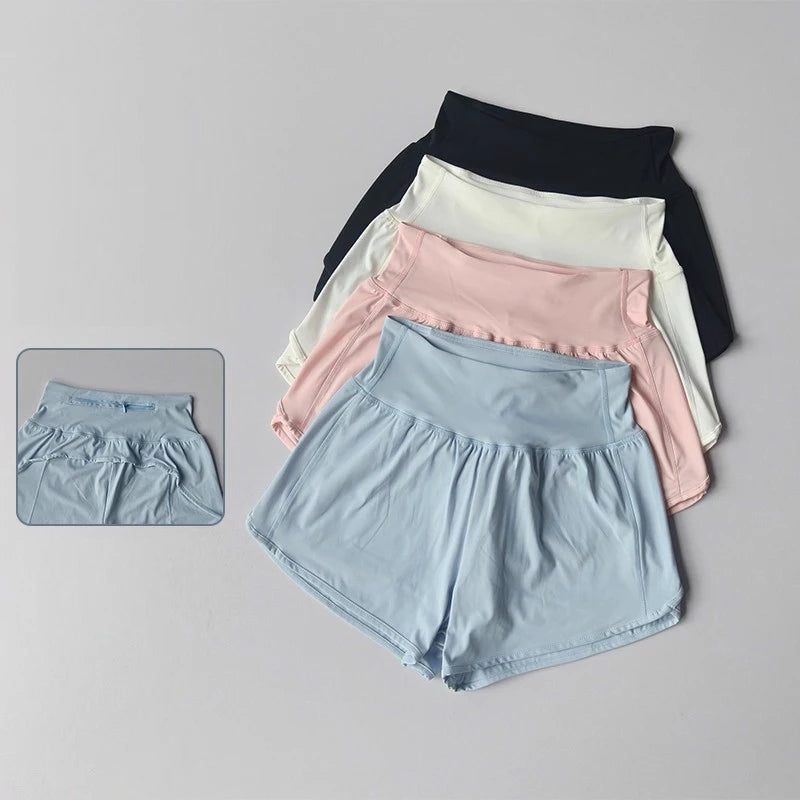 Women's High-Waisted Slimming Yoga Sports Shorts Summer Anti-Glare Three-Part Set with Two Pieces for Fitness And Exercise