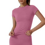 Women Yoga Tops Breathable Stretch Sports Shirt Slim Fit Workout Gym Running Fitness Athletic Blouse