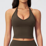 Hanging Neck Fitness Bra High Strength Workout Tops Gym Fitness Sports Bras Sexy Athletic Sport Bra Women Backless Gym Yoga Top