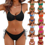 2026 Multicolor Textured Adjustable Tie Side Push Up Sexy Bikini Padded Swimwear For Women Beach Bathing Suit