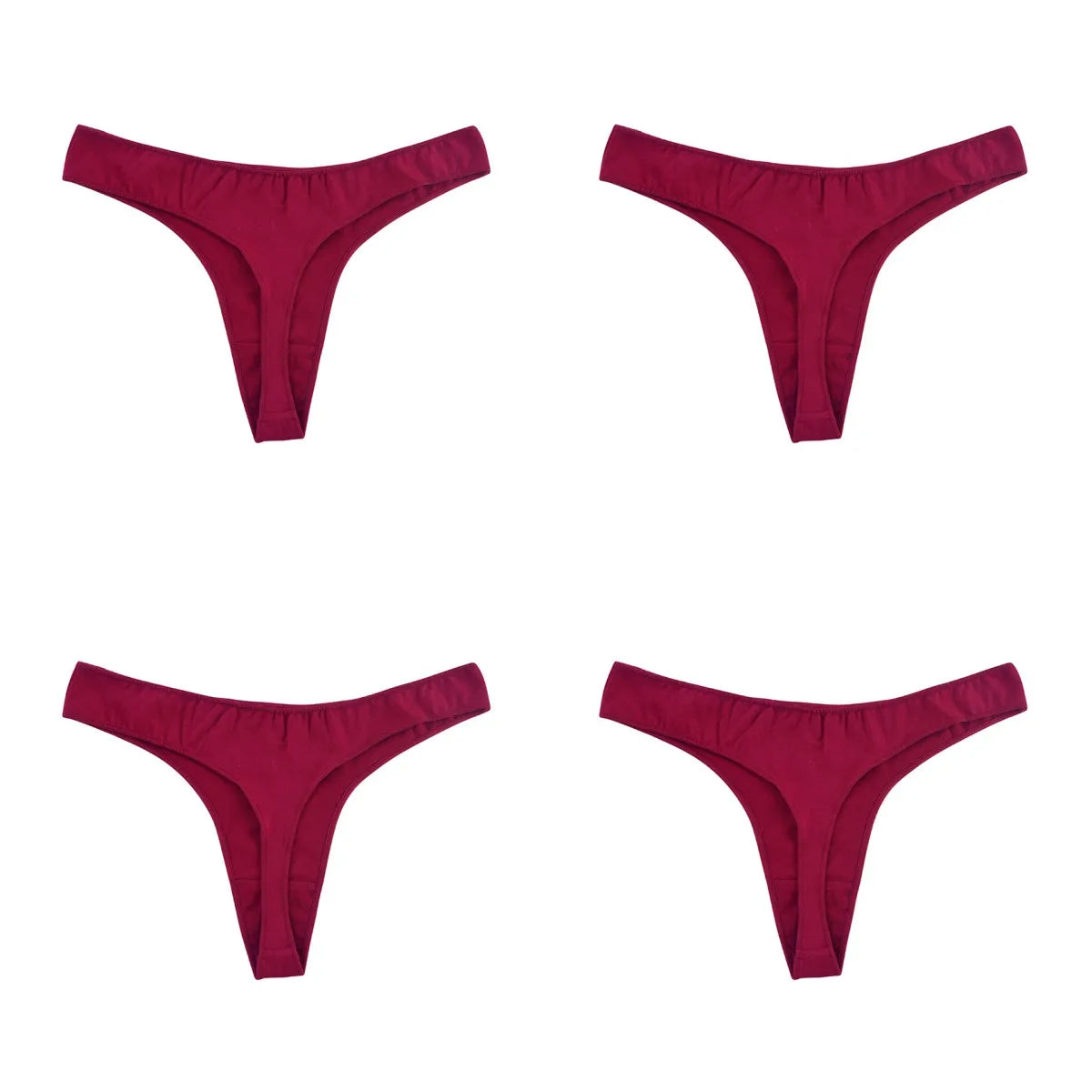 4Pcs/Set Cotton Panties Women Low-Rise Thong G-string Solid Breathable Stretchy Underwear Ladies Sexy T-back Lingerie M-XL
