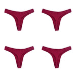 4Pcs/Set Cotton Panties Women Low-Rise Thong G-string Solid Breathable Stretchy Underwear Ladies Sexy T-back Lingerie M-XL