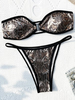 Snake Skin Bandeau Bikinis High Cut Bikini Female Swimsuit Women Swimwear Two-pieces Bikini Set Bathing Suit Swim Beach Wear