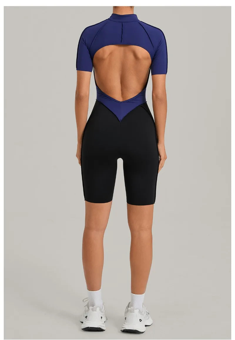 Women's Seamless Yoga Jumpsuit Sports Workout Running Hip-lifting Slim Fit Shorts One-Piece Training Fitness Gym Bodysuit