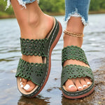 Vinatge Hollow Out Platform Sandals Women Lightweight Plus Size Wedges Sandles Woman Comfortable Thick Sole Casual Sandalias 43