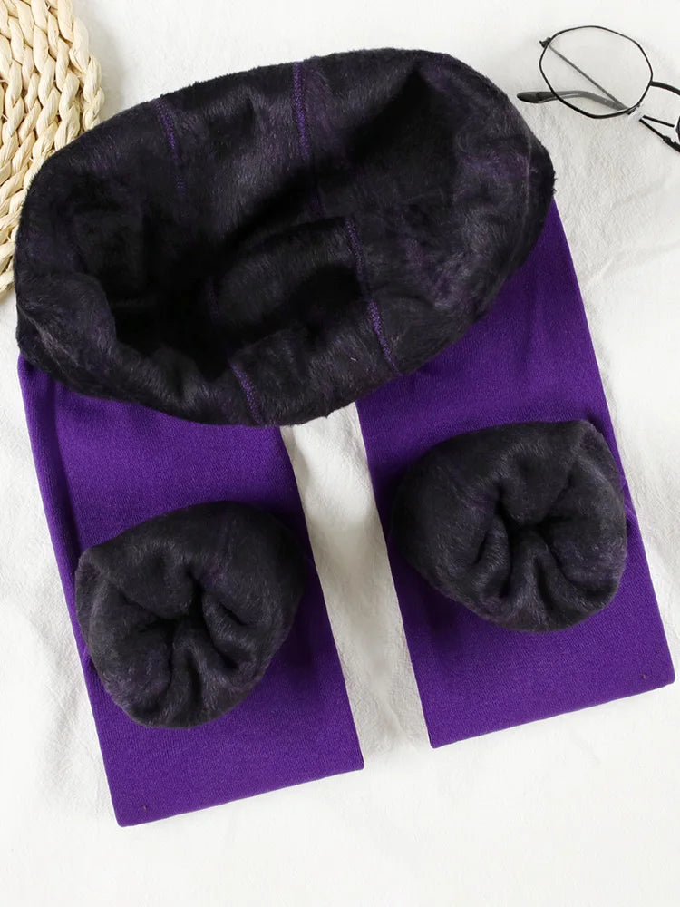 Autumn Winter Warm Fleece Women Leggings Velvet Thicken High Waist Tights Elastic Slim Solid Color Leggings Prevent Cold Tights