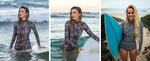 Tengweng Women's Swimwear 2024 Long Sleeved Zipper Round Neck Surfing Suit Color Blocked One-piece High Waisted Women's Swimsuit