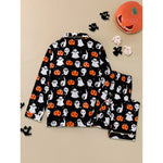 Women Halloween Pajamas Lounge Set Pumpkin/Skull Print Long Sleeve Tops and Pants 2 Piece Loungewear Outfits Clothes for Women