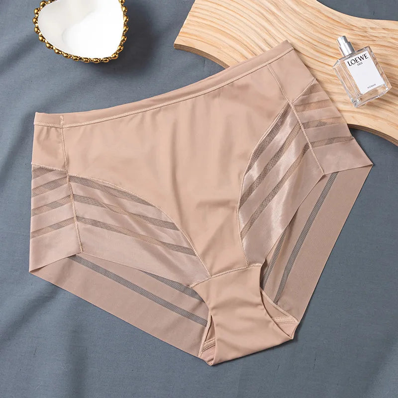 3Pcs/Set Women Panties High Waist Briefs Tummy Control Mesh Elastic Shapewear Ice Silk Female Seamless Underwear Sexy Lingerie