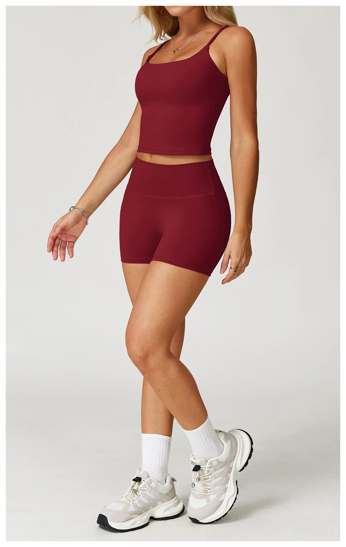 Yoga Shorts Set Women Sports Tank Top with Tight Fitting High Waist Pants Fitness Suit Summer Running Exercise Workout Clothes