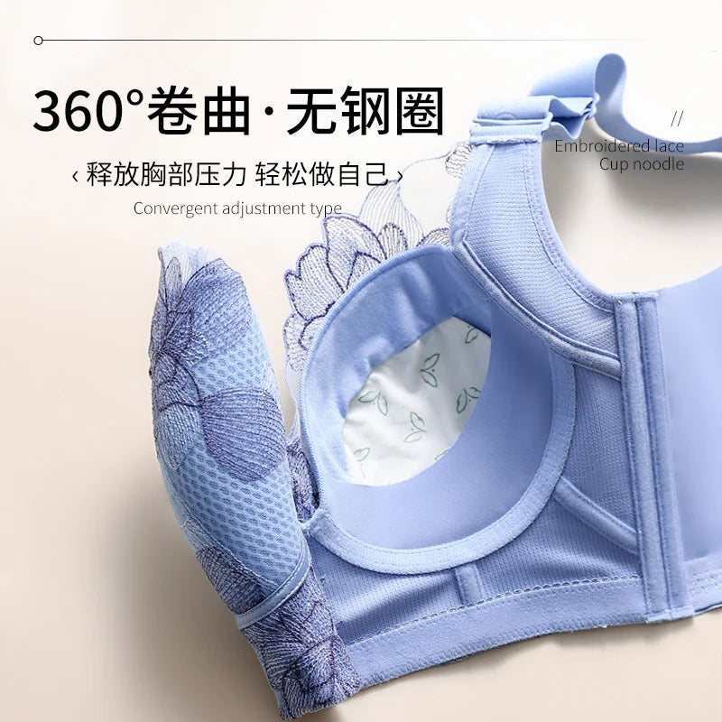 Women's Push up Bras Adjustable New Wireless Bras Women Flower embroidery Bra Underwear Large Size 36-52 CDE Cup Underwear Women