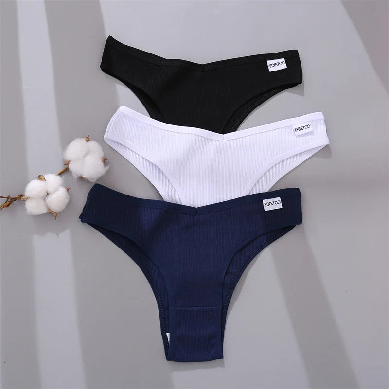 4Pcs/Set Women Cotton Brazilian Panties M-XL Low-Rise Solid Color Underwear Ladies Comfortable Underpants Girls Panty Intimates