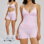 Women 2 Piece Gym Workout Set Female Bra Yoga Shorts Vest Fitness Wear Quick-DrySports Bra Suits Sportswear Tracksuit Outfits
