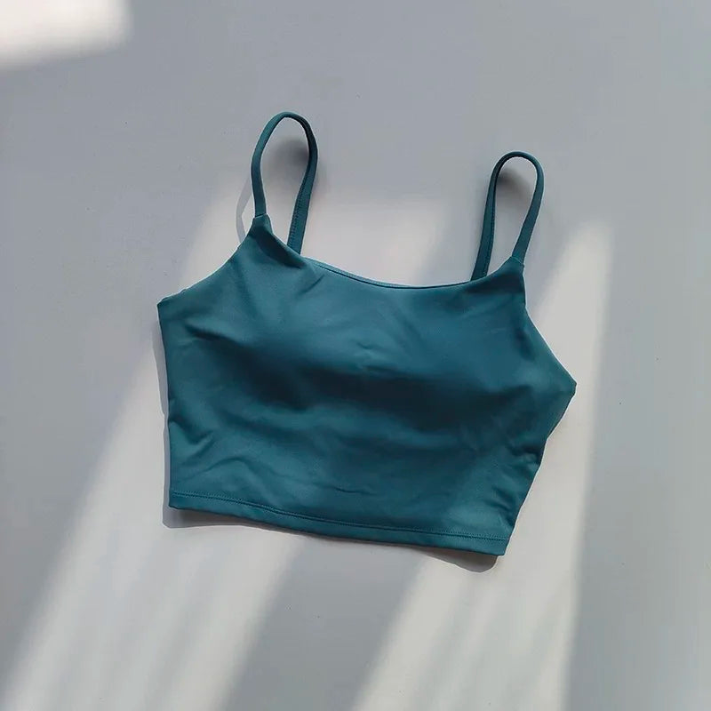 Women's yoga sports bra, small camisole vest integrated fixed gathering sports and fitness bra