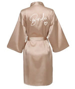 Wedding Party Team Bride Robe With Black Letters Kimono Satin Pajamas Bridesmaid Bathrobe SP001