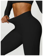 Hearuisavy Summer 2PCS Long Sleeve Gym Set Women Yoga Clothes Quick-Drying Sportswear Running Leggings Workout Sports Crop Top