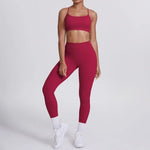 Women's Seamless Yoga Set Cross Back Sports Bra & High Waist Booty Lifting Yoga Leggings Gym Running Fitness Workout Outfit