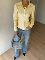 Women's Elegant Back Tie Design Long Sleeve Shirt Office Lady Slim Fit Stripe Turn-down Collar Blouse Spring Fall