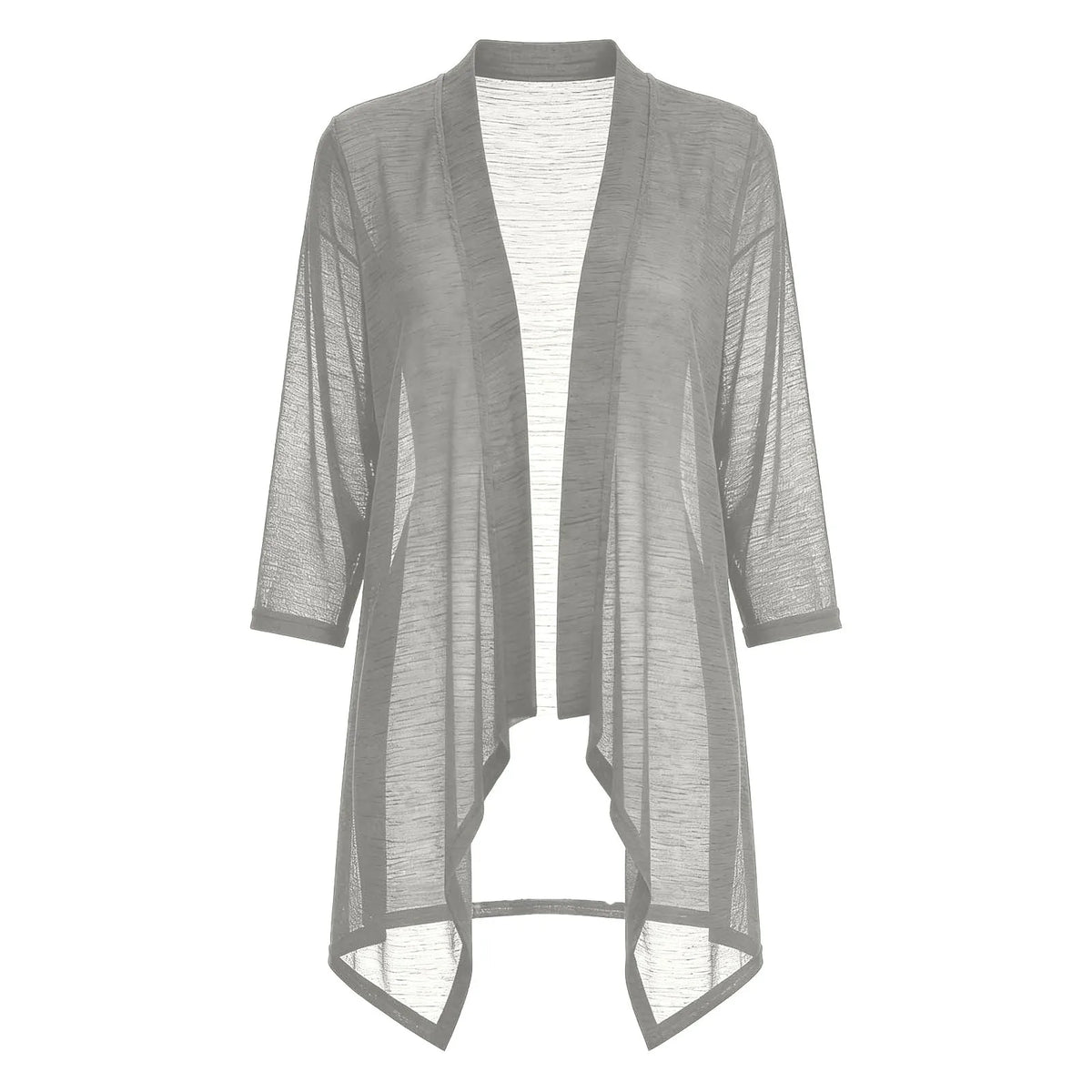 Women Asymmetric Hem Casual Solid Color Open Front Cardigan 3/4 Sleeve Lightweight Shrug With Side Pockets For Spring Summer