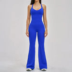 Summer Yoga Set Women Back Cross Shock-absorbing Slim Sports Tank Top Exercise Sets Outwear Running Flare Leggings Fitness Suits