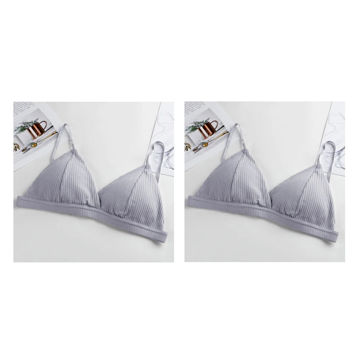 2Pcs/Set Cotton Bras For Women Push-Up Brassiere Sexy Lingerie Female Wire Free Seamless Underwear 1/3 Cup Padded Bralette