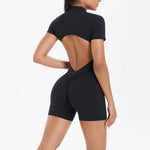 Women's Seamless Yoga Jumpsuits Sports Fitness Zipper Open Beauty Back Hip-lifting One-Piece Running Training Workout Bodysuits