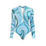 Black And Printed Long Sleeve Swimsuit With Cover Up Sexy Swimwear Women Surf Swim Suit Slimming Bathingsuit Bodysuit Beachwear