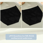 2PCS Seamless Ice Silk Briefs Women's Transparent Panties Sexy Breathable Underwear Female Stretch Erotic Korean Ultra Lingerie