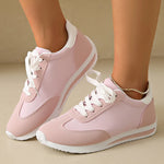 Speing Autumn Lace Up Pink Sneakers Women Comfort Patchwork Platform Sports Shoes Woman Lightweight Plus Size Soft Sole Flats 43