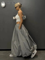 WOMENGAGA New Elastic Waist A-line Half Length Skirt For Women Summer Long Skirt American Girls High Waist Fashion Women A3UB