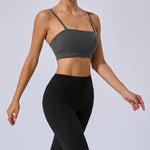 Women Yoga Bra Removable Shoulder Strap Anti-Slip Bra Wrap Chest Dual-Use Sports Yoga Wear Outside Running Fitness Top