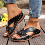New Women's Slippers Casual Flower Hollow Wedge Beach Shoes Outdoor Fashion Platform Comfortable Non-slip Sandals Plus size 43