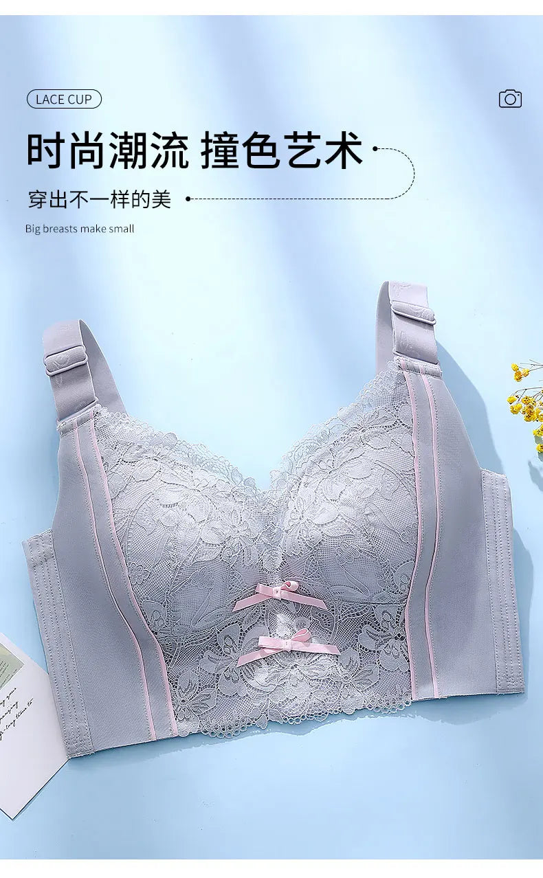Womens Full Coverage Lace Push Up Bra Wireless Large Size Anti-sagging Underwear Female Lingerie 34 36 38 40 42 44 48 50 C D E