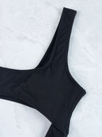 Sexy Hollow Out Thong Bikini 2026 Women Black Red Ribbed Backless Tummy Cut Out One Piece Swimsuit Beach Bathing Suit Swimwear