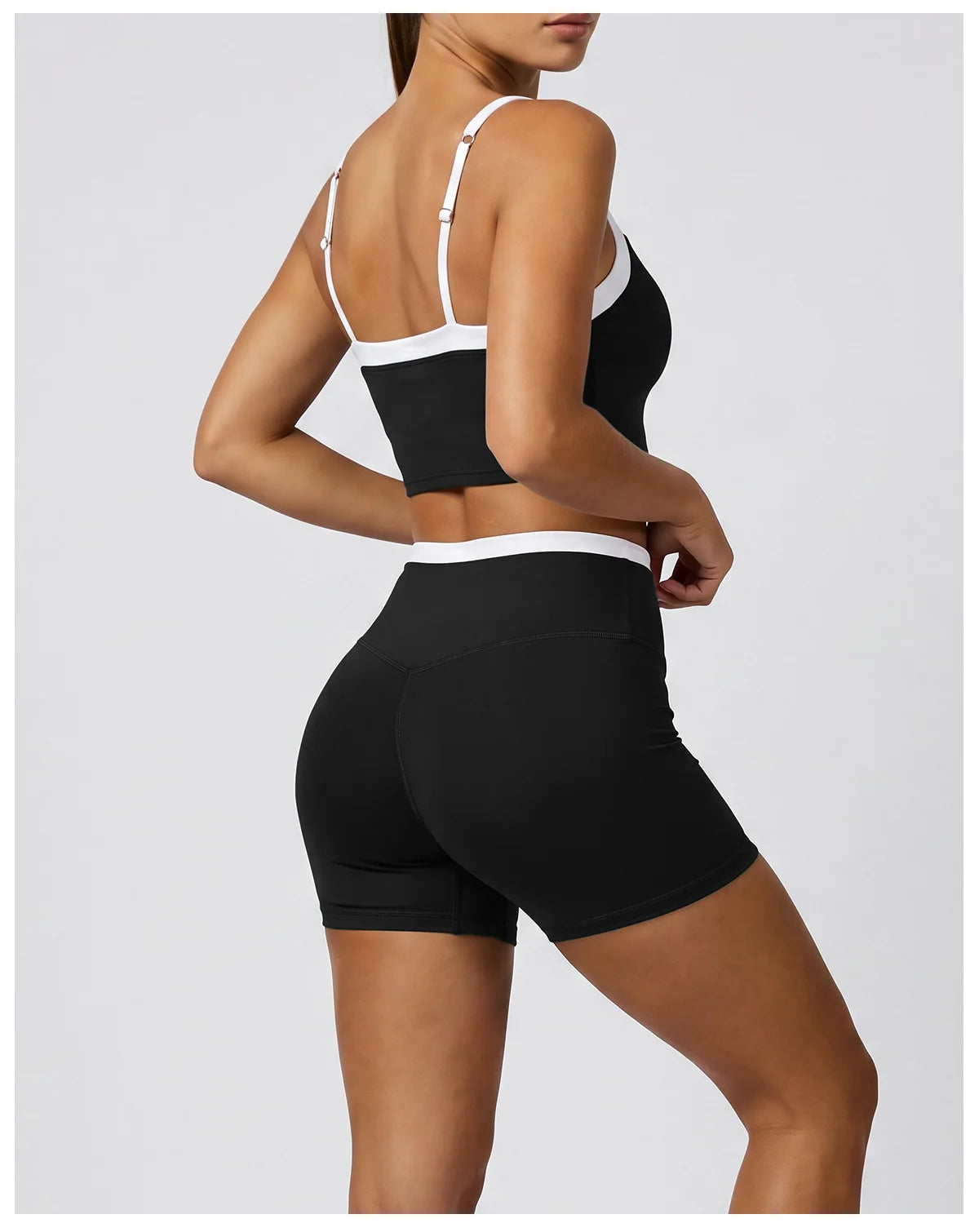 Double Layered Contrasting Yoga Sets Women Shock-absorbing Sports Bra Gym Workout Clothes Outwear High Waist Pants Fitness Suits