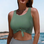 Women's Swimsuit Sexy Bikini Solid Leopard Print Padded Bra Tops Swimwear Bathing Swimming Crop Top Female Summer Beachwear