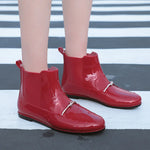 Women Rainning Boots Fashion Ladies Walking Waterproof Ankle Rubber Rainboots Casual Thick Bottom Low Heel Short Boot 2024