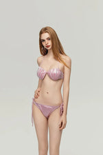 Peals Shell Push Up Bikini Set Women Pink White Underwire Bra Mesh Skirt 3 Piece Swimsuit 2025 Beach Bathing Suit Thong Swimwear