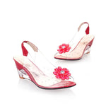 NASBAVI New Fashion Flower Transparent Sandals Wedge Women Shoes Large Size Sandals Women Size 34-43