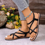 Women Beach Woven Hollow Sandals Women Flats Casual Clip Toe Sandals Summer 2026New Fashion Walking Zapatos Dress Femme Slides