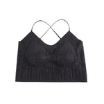Black Rhinestone Camisole for Women Sexy Slim Fit Seamless Backless Short Top Night Out Clubwear