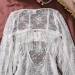 Toucheart Erotic Dress Elegant Palace-style Fringed Cardigan Spliced with See-through Intimate Lace Purelust Hip-hugging Dress