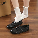 Women Double Hook‑Loop Strap Mary Jane Flats Round Toe Patchwork Soft Sole Retro Ballet Casual Daily Walking Shoes