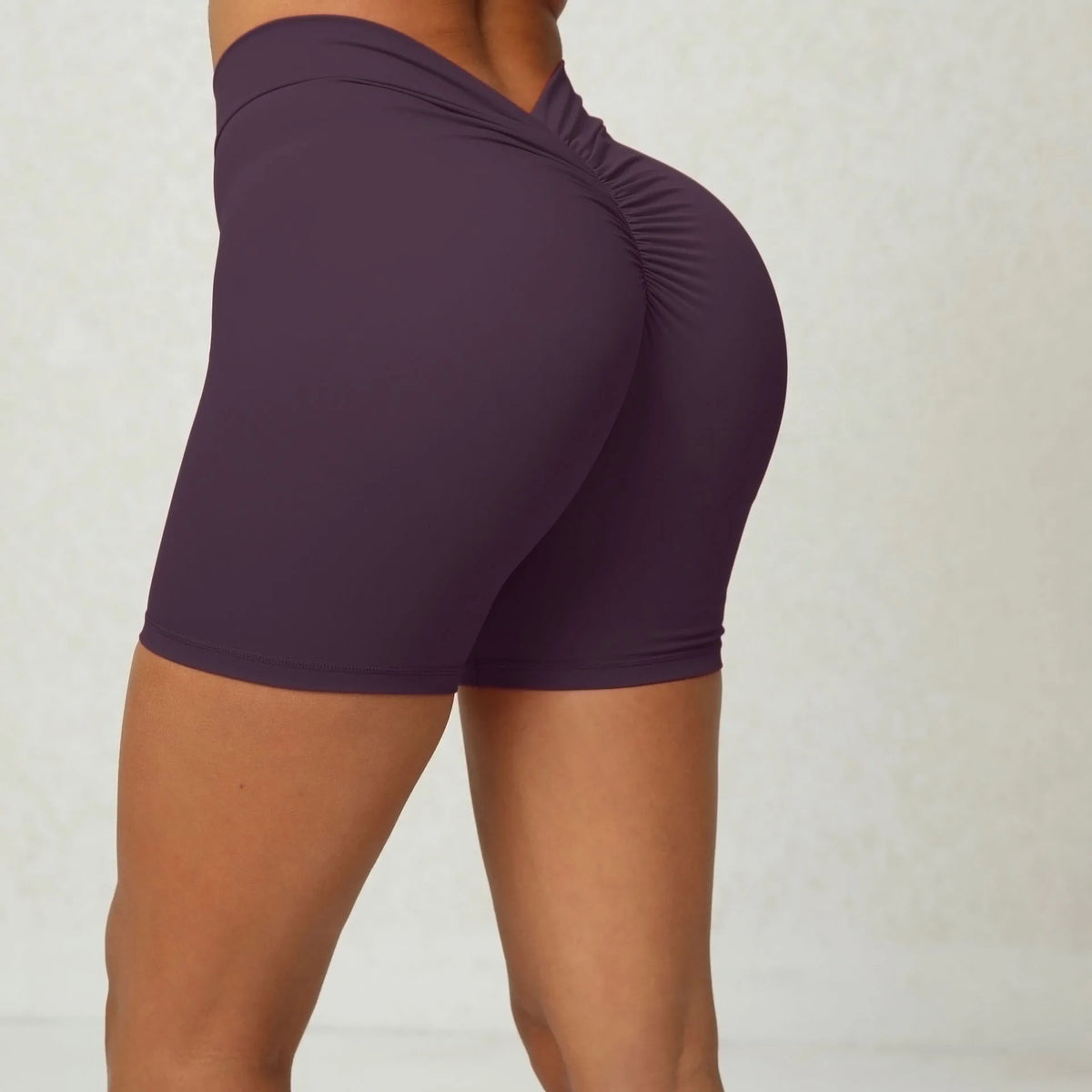 Sexy High-Waisted Yoga Shorts - Deep V Back Ruffled Booty Lift Women Tummy Control Workout Gym Peach Butt Fitness Shorts