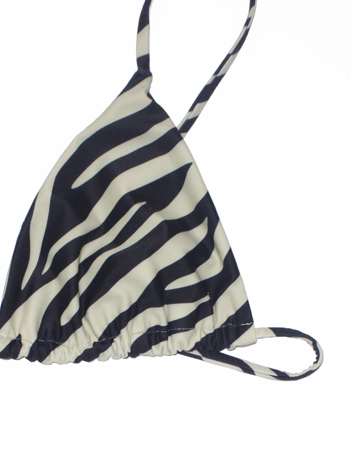 Women's Zebra Stripe Print Bikini Set Casual Sexy Backless Tie Swimwear Top Beach Vacation Two-Piece Swimsuit